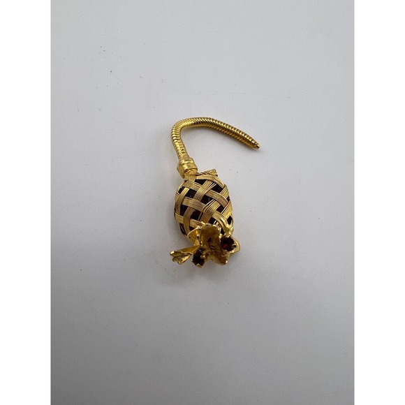 Vintage Gold Mouse Wire Wrapped Red Glass Brooch Pin - Picture 2 of 8